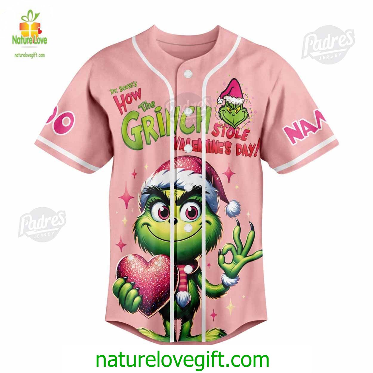 Custom Valentine The Grinch Baseball Jersey Custom Valentine The Grinch Baseball Jersey
