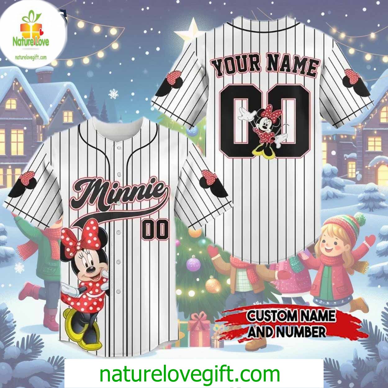 Merry Christmas Disney Minnie Mouse Baseball Jersey Outfit Merry Christmas Disney Minnie Mouse Baseball Jersey Outfit