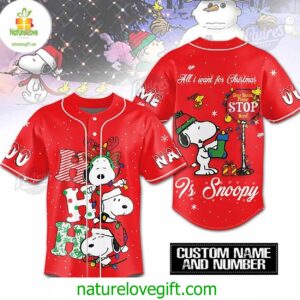 Snoopy Ho Ho Ho Christmas Baseball Jersey