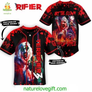 Terrifier 3 Art The Clown Christmas Baseball Jersey