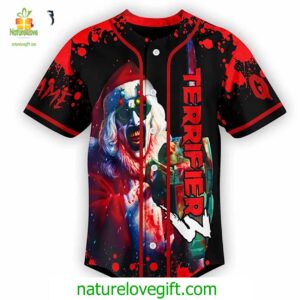 Terrifier 3 Art The Clown Christmas Baseball Jersey Padres Jersey Oasis Elevate Your Baseball Style Game 2