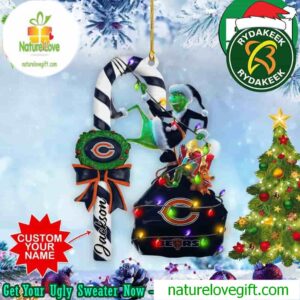 Chicago Bears NFL x Grinch Tree Decorations Christmas Gift Two Sides Ornament