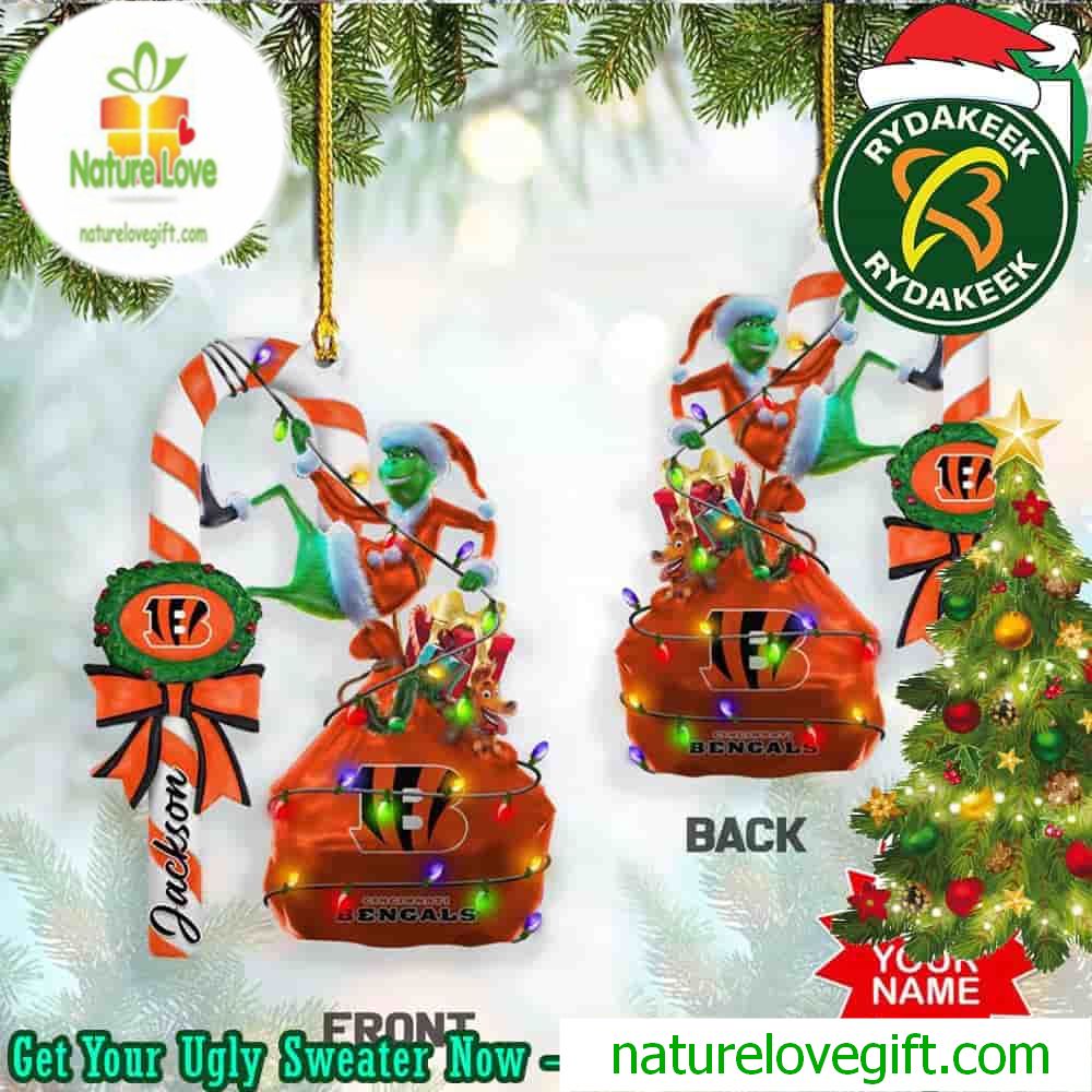 Cincinnati Bengals NFL x Grinch Christmas Tree Decorations Xmas Gift Two Sides Ornament Cincinnati Bengals NFL x Grinch Christmas Tree Decorations Xmas Gift Two Sides Ornament