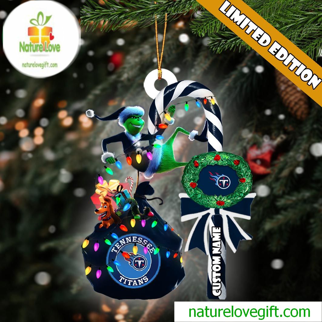 Tennessee Titans NFL Custom Grinch Candy Cane Name Ornament 2025 Xmas Tree Gift Tennessee Titans NFL Custom Grinch Candy Cane Name Ornament 2025 Xmas Tree Gift
