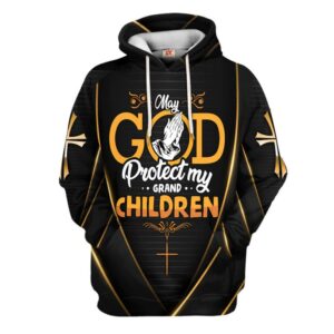 May Protect My Grandchildren | Christian Microfleece Hoodie, Jesus & God Hoodie Gift for Believers