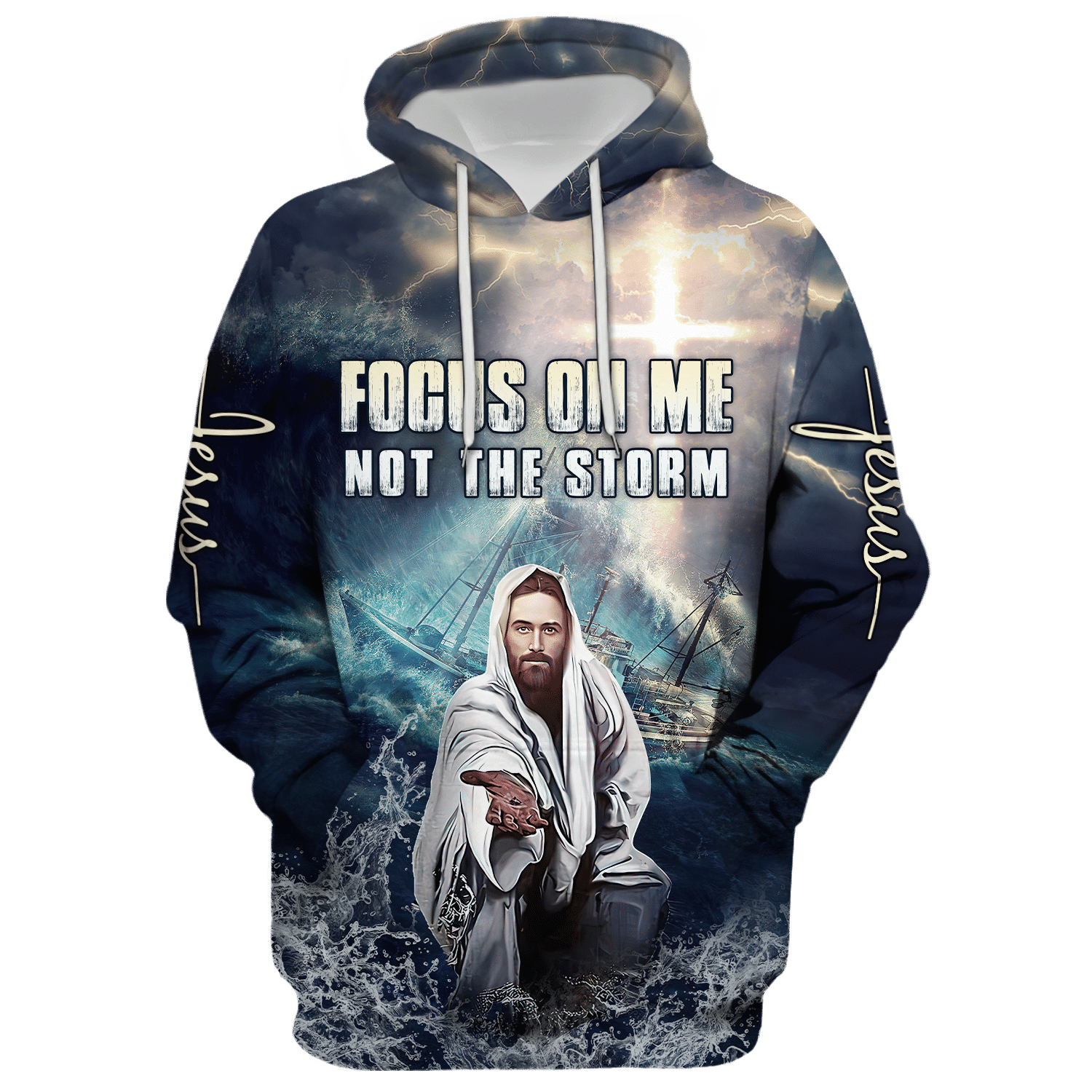 Jesus Hoodie Christian Microfleece Holiday Apparel | GOD HLT-1301-G-02 Jesus Hoodie Christian Microfleece Holiday Apparel | GOD HLT-1301-G-02