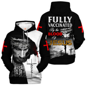 Fully Vaccinated by the Blood of Jesus  | Christian Microfleece Hoodie, Jesus & God Hoodie Gift for Believers