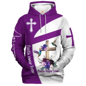 Faith Love Hope | Christian Microfleece Hoodie, Jesus & God Hoodie Gift for Believers