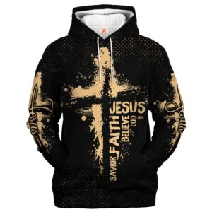 Jesus Savior Faith Believe Hope | Christian Microfleece Hoodie, Jesus & God Hoodie Gift for Believers