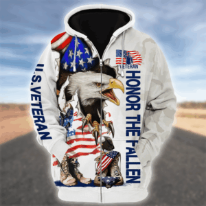 Veteran Printed Microfleece Zipper Hoodie|  HBL-VTR-23