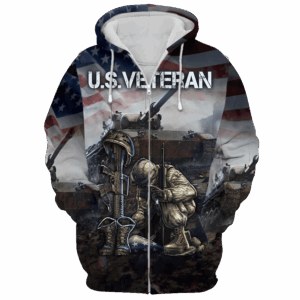 Veteran Zipper Hoodie Gift for Grandfather|  NV–25