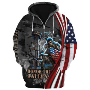 Proud Veteran Microfleece Zipper Hoodie for Cold Weather DBA-VTR-19