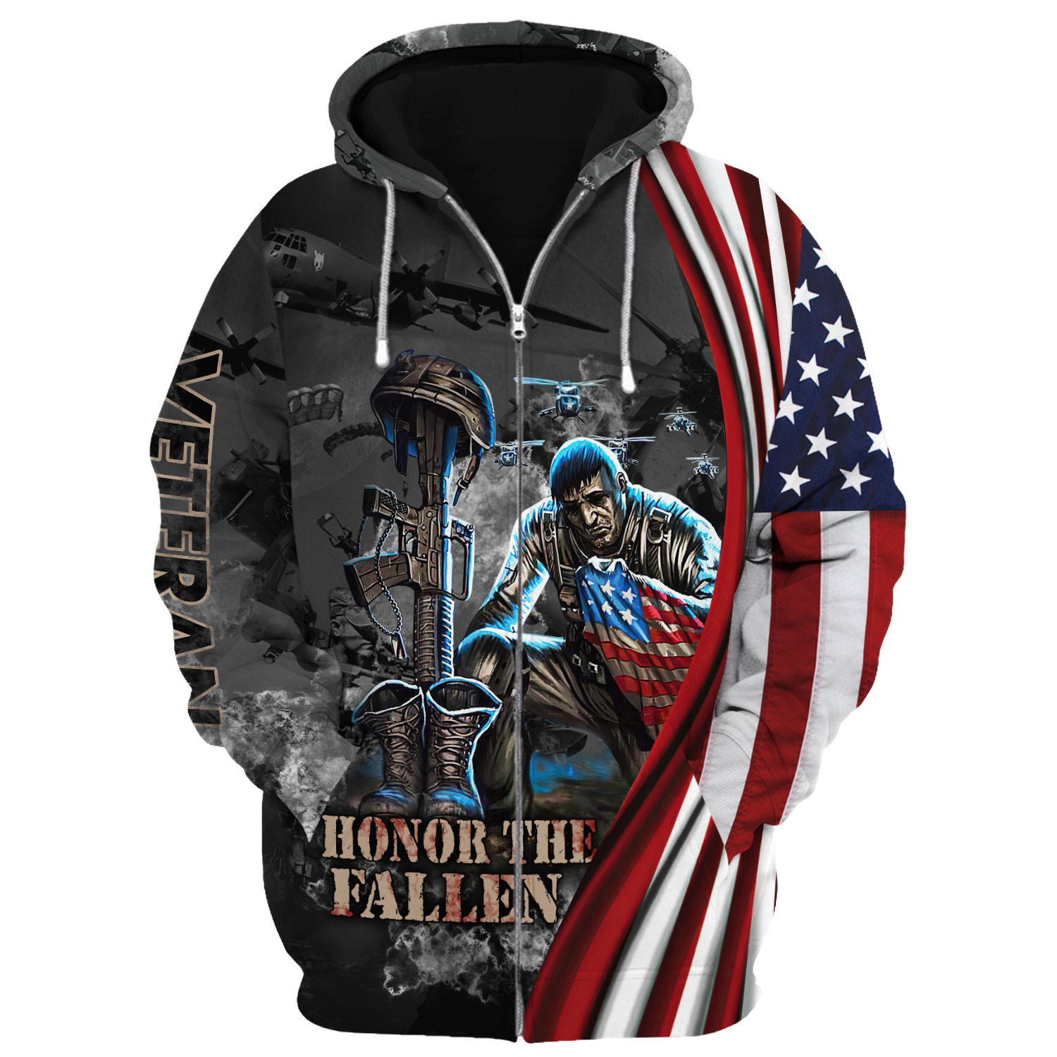 Proud Veteran Microfleece Zipper Hoodie for Cold Weather DBA-VTR-19 Proud Veteran Microfleece Zipper Hoodie for Cold Weather DBA-VTR-19