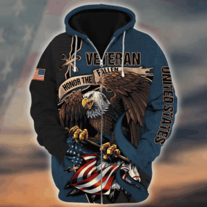 American Veteran Microfleece Zipper Hoodie|  HBL-VTR-20