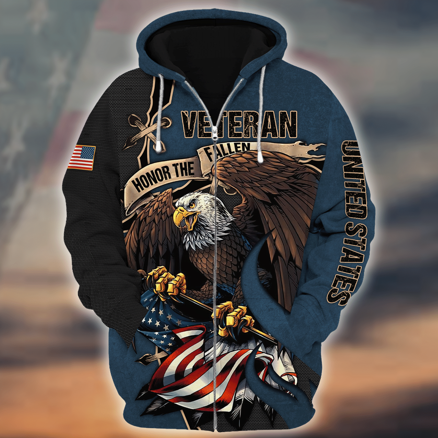 American Veteran Microfleece Zipper Hoodie| HBL-VTR-20 American Veteran Microfleece Zipper Hoodie| HBL-VTR-20