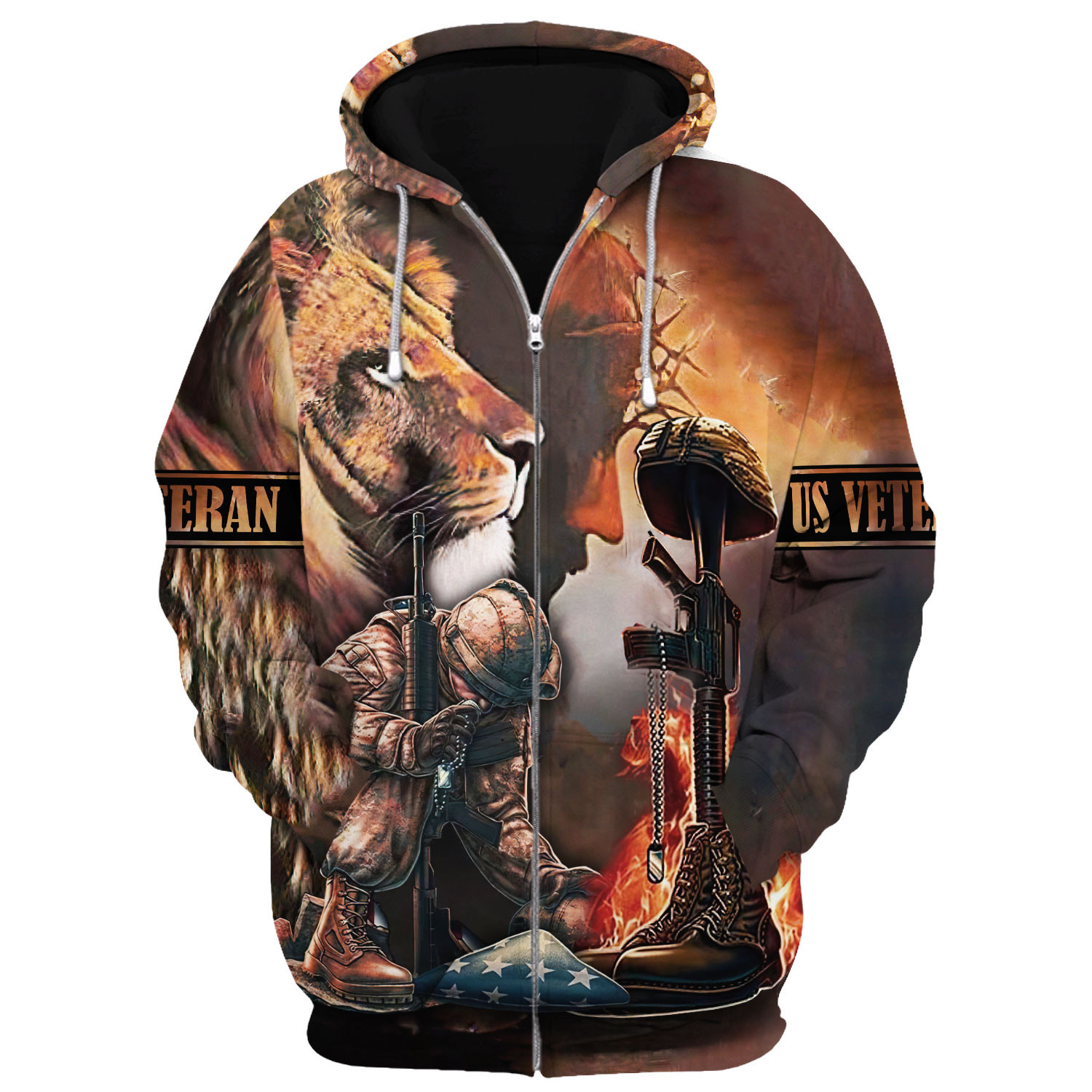 Military Veteran Eagle Microfleece Zip Hoodie DBA-VTR-11 Military Veteran Eagle Microfleece Zip Hoodie DBA-VTR-11