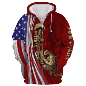 Microfleece Veteran Hoodie with Zipper Closure|  HBL-VTR-11
