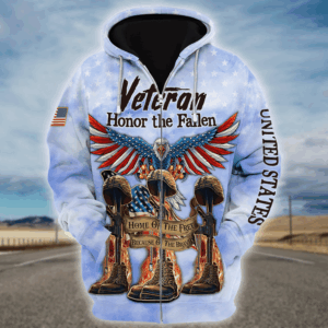 Proud Veteran Military Zipper Hoodie|  HBL-VTR-09