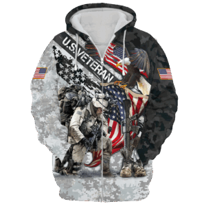 Proudly Served Veteran Zipper Hoodie for Men|  NV–21