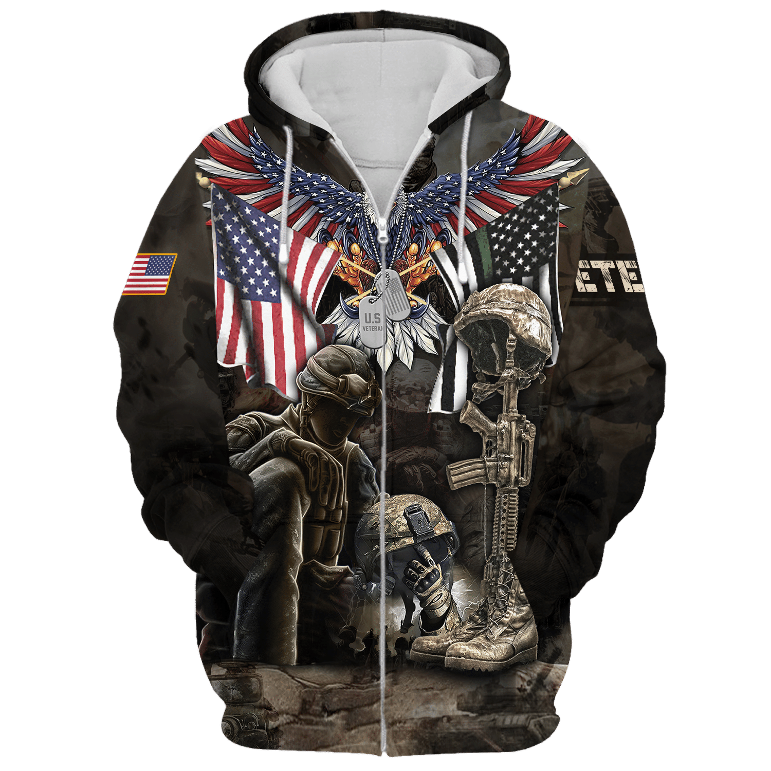 Veteran Microfleece Zip Hoodie Gift for Soldiers| NV–15 Veteran Microfleece Zip Hoodie Gift for Soldiers| NV–15