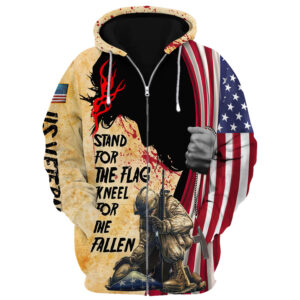 Veteran USA Flag Microfleece Hoodie with Zipper DBA-VTR-09