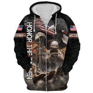 Proudly Served Zipper Hoodie for Veterans|  NV–11