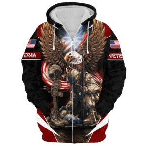 American Flag Veteran Zipper Hoodie|  NV–10