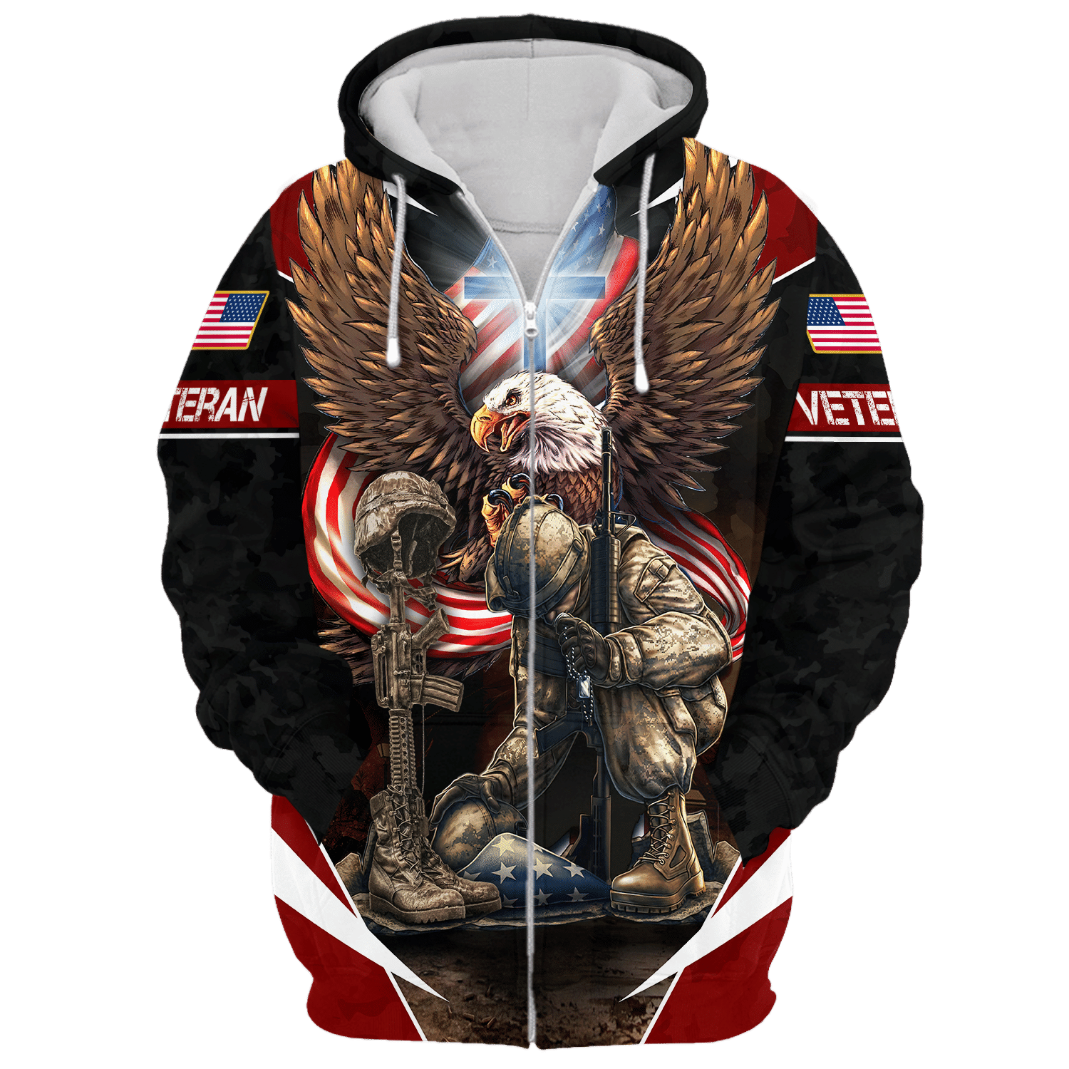 American Flag Veteran Zipper Hoodie| NV–10 American Flag Veteran Zipper Hoodie| NV–10