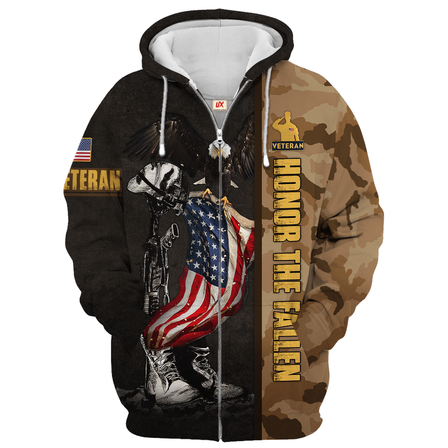 Veteran Zipper Hoodie – Honor & Service| HBL-VTR-08 Veteran Zipper Hoodie – Honor & Service| HBL-VTR-08