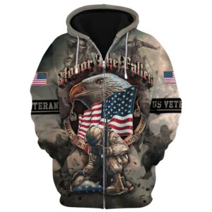 Veteran Microfleece Zipper Hoodie – Proudly Served Design DBA-VTR-03