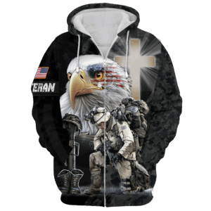 Proud Veteran Zipper Hoodie Gift for Husband|  NV–02