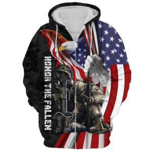 Proud Veteran Zipper Hoodie for Casual Outfits|  NV–01