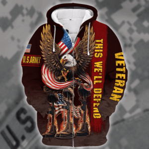 Proud U.S. Army  Microfleece Zipper Hoodie | HLT-1112-AR-01