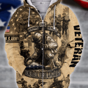 U.S. Army  Stars & Stripes Microfleece Zipper Hoodie | NTD-1111-AM-02