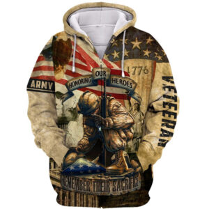 U.S. Army  American Flag Zip Microfleece Hoodie | NMH-01