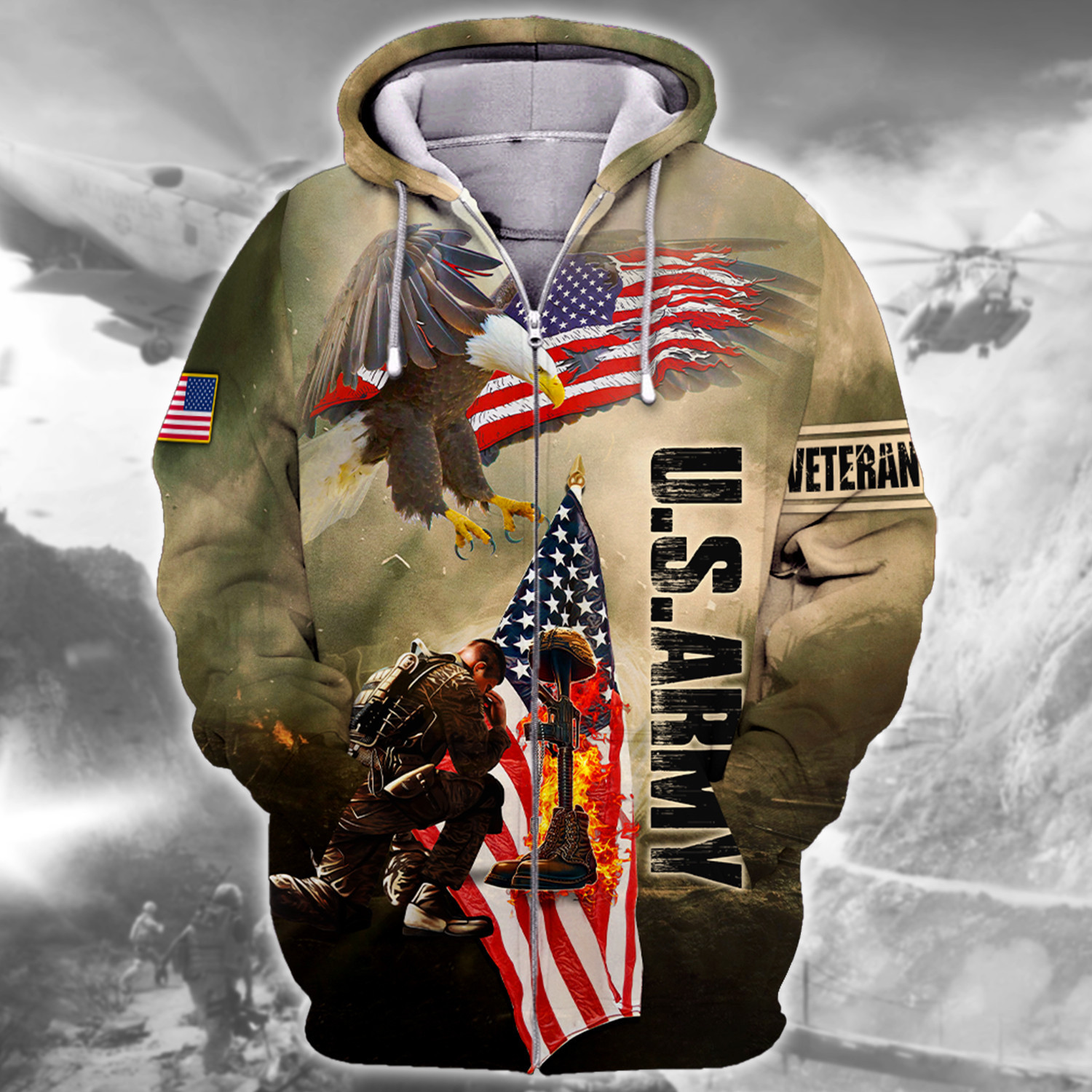 U.S. Army Designer Microfleece Zip Hoodie | NTD-1410-AM-02 U.S. Army Designer Microfleece Zip Hoodie | NTD-1410-AM-02