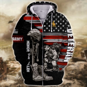 Microfleece Zipper Hoodie with U.S. Army  Print | NTD-1210-AM-01
