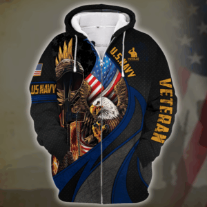 Proud U.S. Navy  Microfleece Zip Hoodie | HLT-0212-NV-01