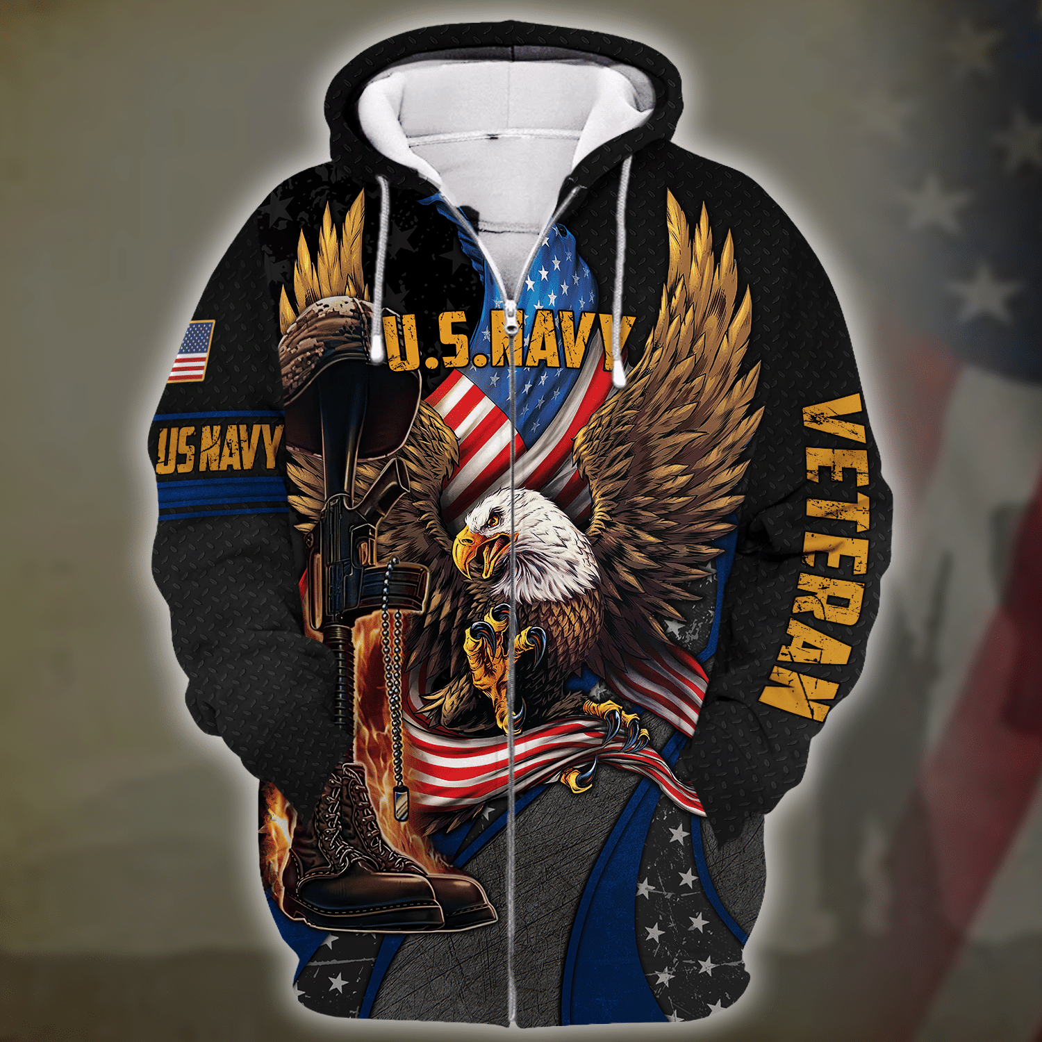 U.S. Navy Warm Microfleece Zipper Hoodie | HLT-3011-NV-01 U.S. Navy Warm Microfleece Zipper Hoodie | HLT-3011-NV-01