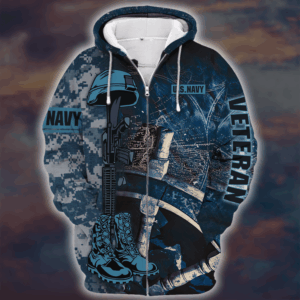 Navy  Symbol Microfleece Zipper Hoodie | HLT-2610-NV-01