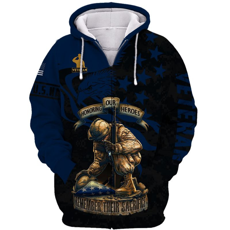 Navy Microfleece Full-Zip Pullover Hoodie | NMH-02 Navy Microfleece Full-Zip Pullover Hoodie | NMH-02
