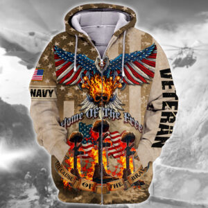 U.S. Navy  Microfleece Zip Hoodie with Flag Print | NTD-1310-NA-01