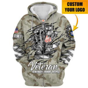 Proudly Served Veteran Zipper Hoodie – Microfleece|  HBLVTR68