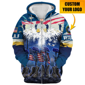 Microfleece Zipper Hoodie for Proud Veterans|  HBLVTR70