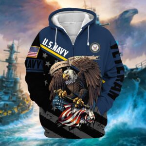 U.S. NAVY Veteran Bold Logo Microfleece Zipper Hoodie | UXVET16-NV