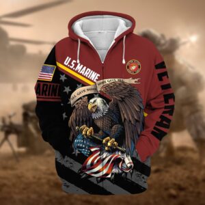 Marines Veteran Microfleece Full-Zip Hoodie | UXVET16-MC
