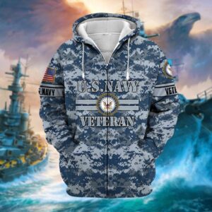 U.S. NAVY Veteran Heavyweight Microfleece Zip Hoodie | UXVET21-NV