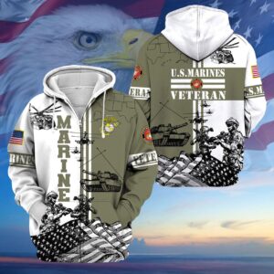 Marines Veteran Premium Microfleece Zipper Hoodie | UXVET25-MC