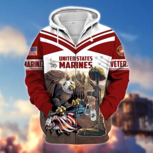 Gift for U.S. Marine Corps Veteran Microfleece Zip Hoodie | UXVET28-MC