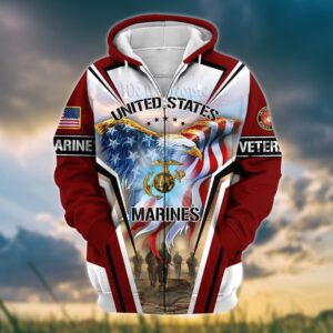 U.S. Marine Corps Veteran Full Zip Microfleece Hoodie | UXVET33-MC